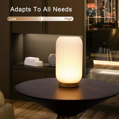 Ribbad Bordslampa i Opalvitt – alternativ bild 3
