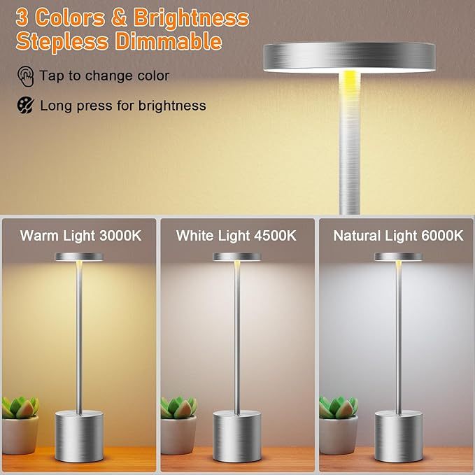 Slät Metall Touch-bordslampa – alternativ bild 1